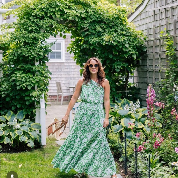 Tuckernuck Exclusive Charina Sarte Green Botanica Long Dress Medium EUC - Picture 5 of 6